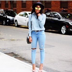 Equipment Femme Blue Signature Silk Blouse